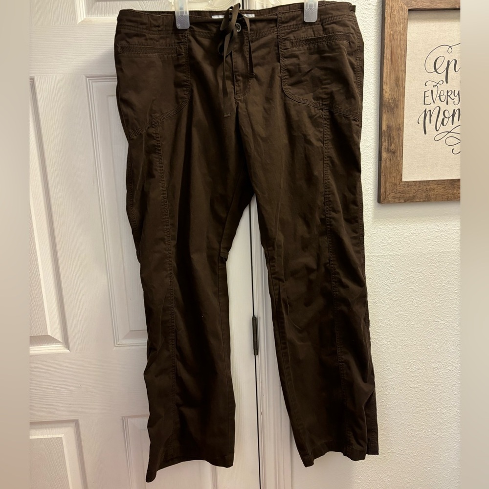 Old Navy Size 16 Low Rise Chocolate Brown Pants with Ribbon Belt